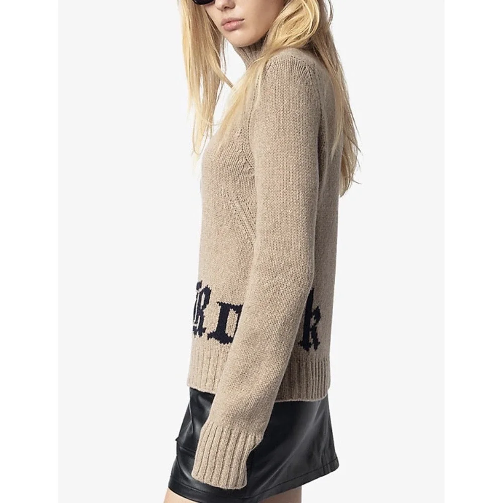Zadig & Voltaire $328 Nalma Rock Brown Chunky Turtleneck Sweater Festival - Picture 6 of 11